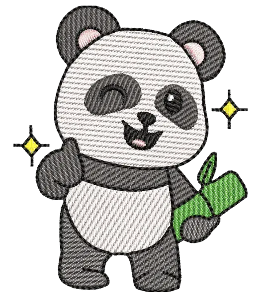 Matriz de Bordado Panda com Bambu